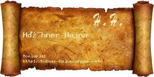 Hübner Hajna névjegykártya